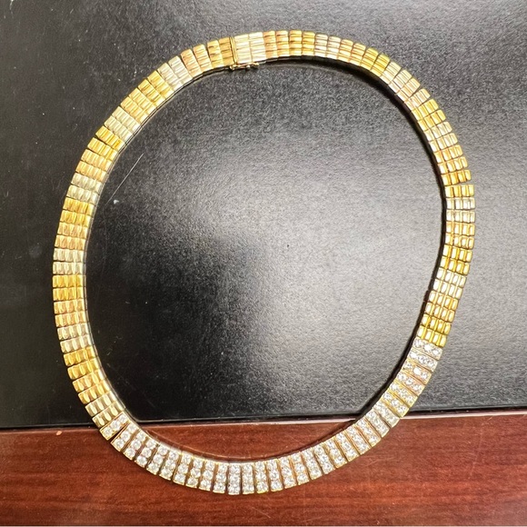 Vintage Van Cleef Tri Color Choker with Diamonds Made in France - Picture 8 of 10